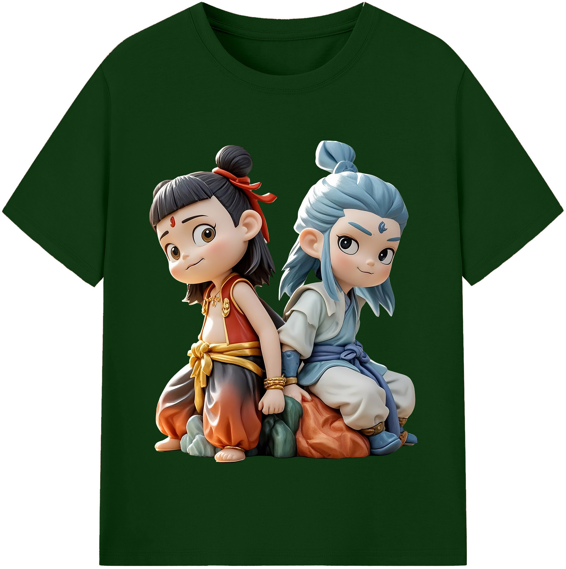 （画像用） Ne Zha 2 ナタ 魔童の大暴れ 綿100％半袖Tシャツ（フロントプリント）